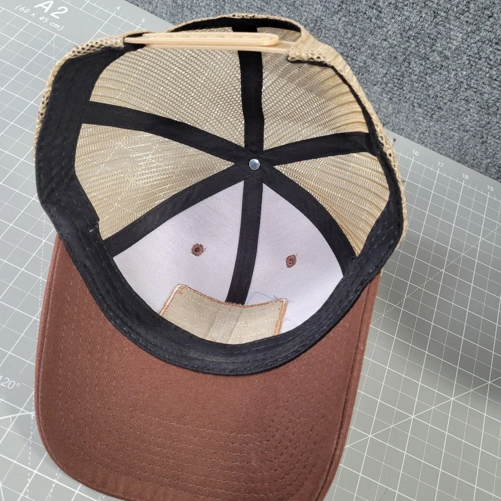 Ariat‎ Hat Cap Snap Back Mens Brown Trucker Mesh USA Flag Patch Western Snapback